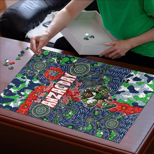 Canberra Raiders ANZAC Puzzle Indigenous Wave Pattern Poppy Remembrance Viking Warrior
