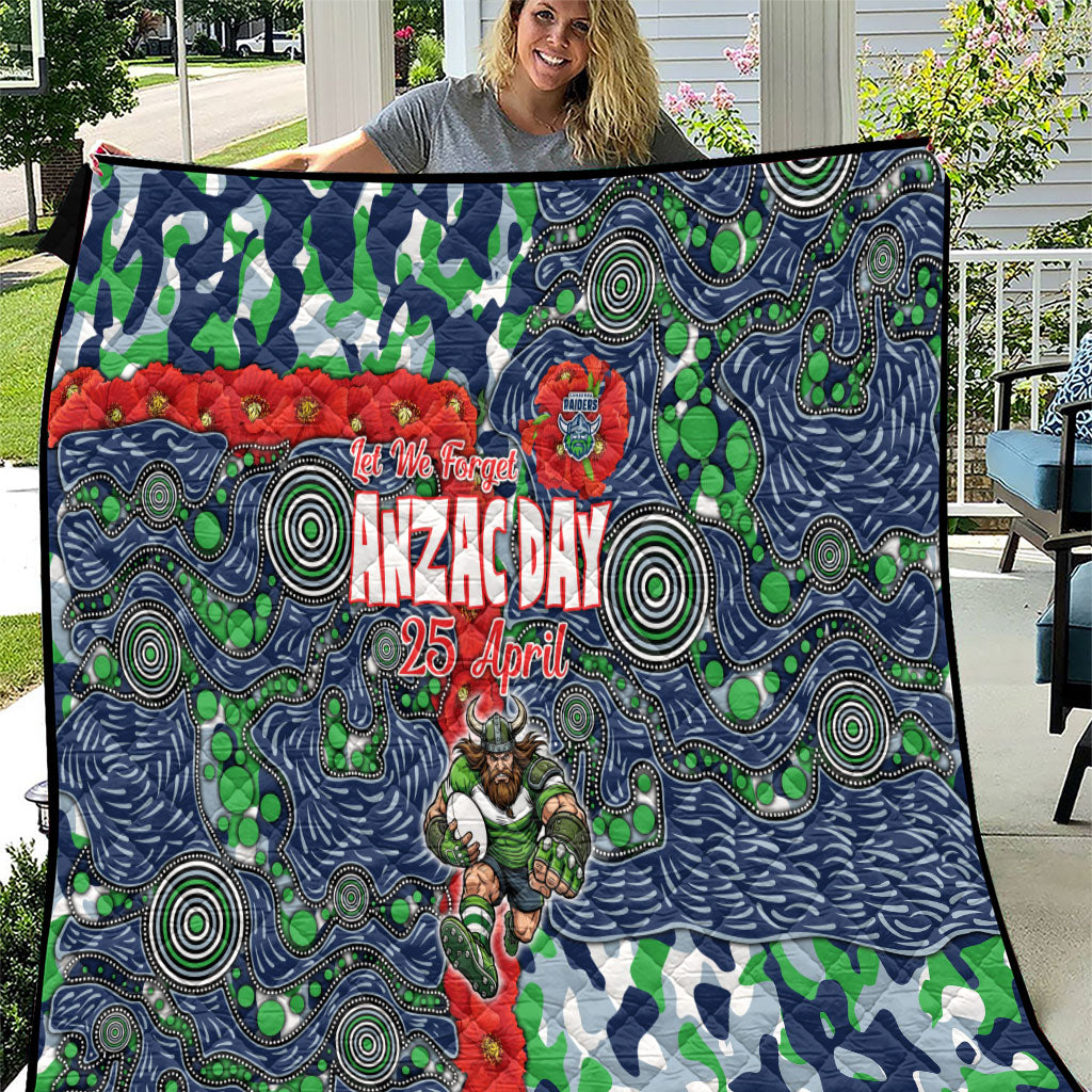 Canberra Raiders ANZAC Quilt Indigenous Wave Pattern Poppy Remembrance Viking Warrior