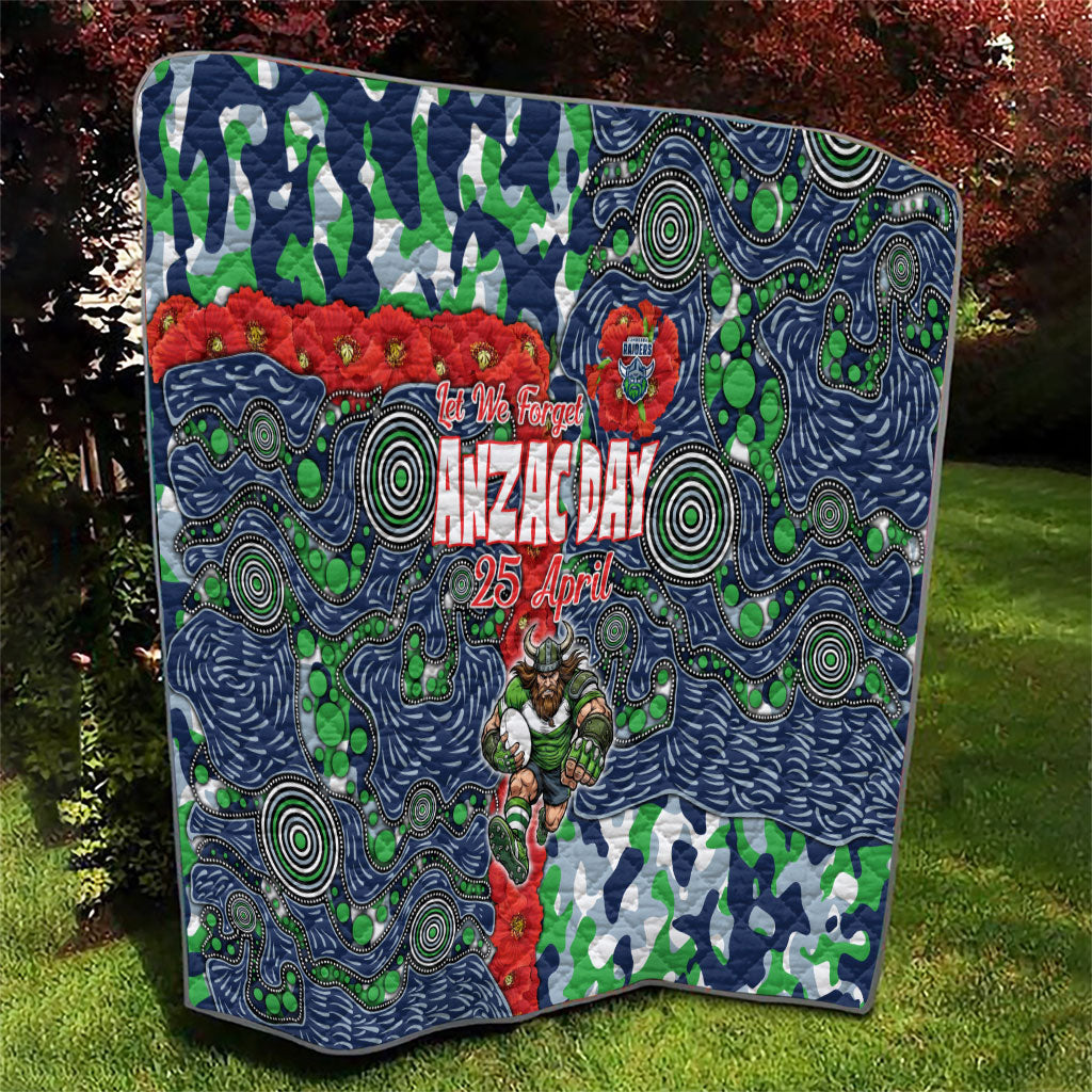 Canberra Raiders ANZAC Quilt Indigenous Wave Pattern Poppy Remembrance Viking Warrior