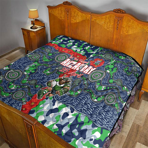 Canberra Raiders ANZAC Quilt Indigenous Wave Pattern Poppy Remembrance Viking Warrior