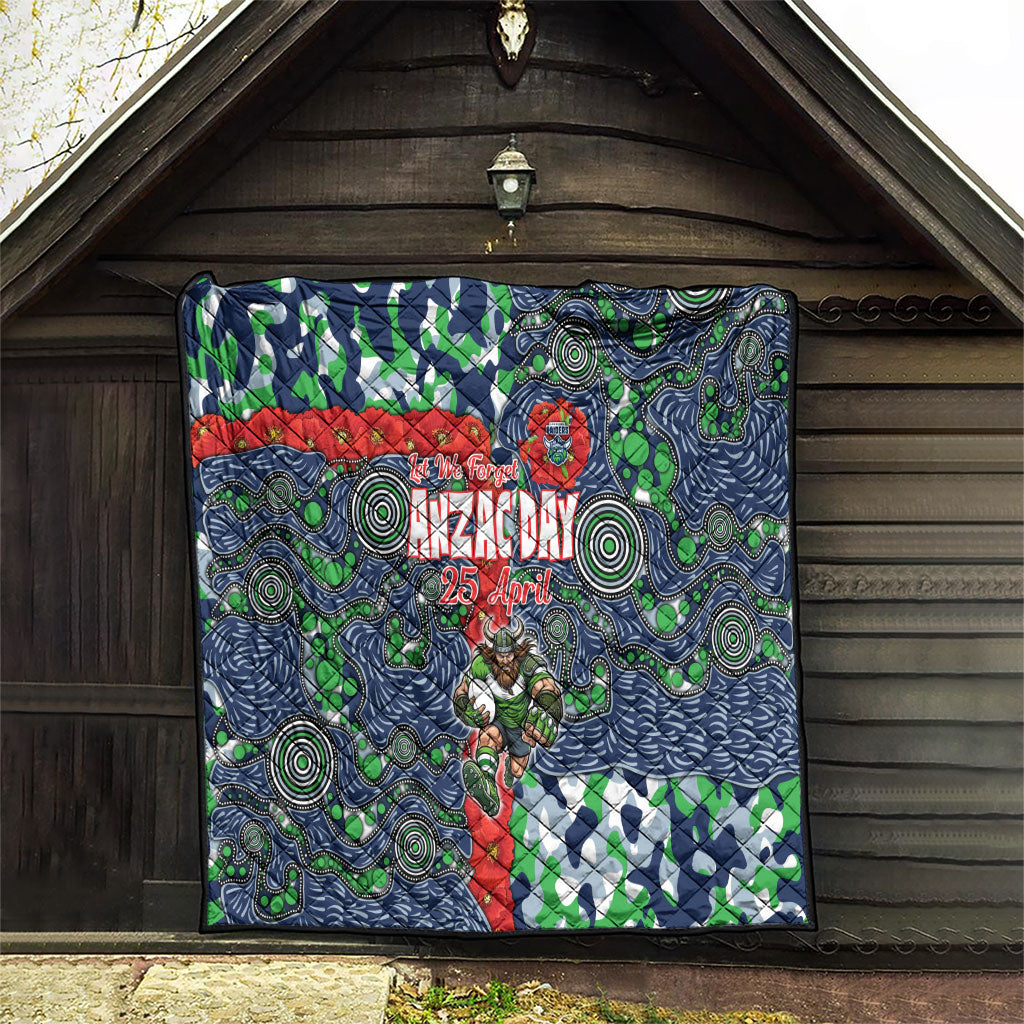 Canberra Raiders ANZAC Quilt Indigenous Wave Pattern Poppy Remembrance Viking Warrior