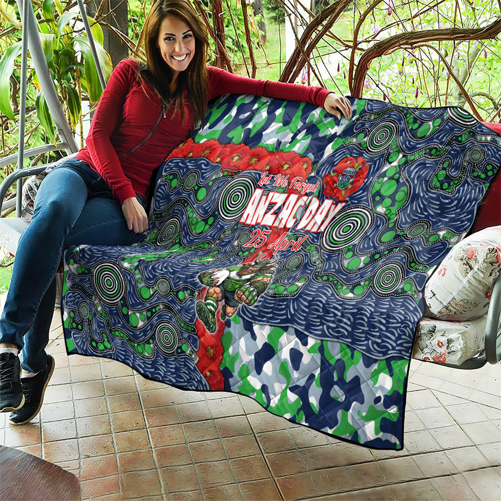 Canberra Raiders ANZAC Quilt Indigenous Wave Pattern Poppy Remembrance Viking Warrior