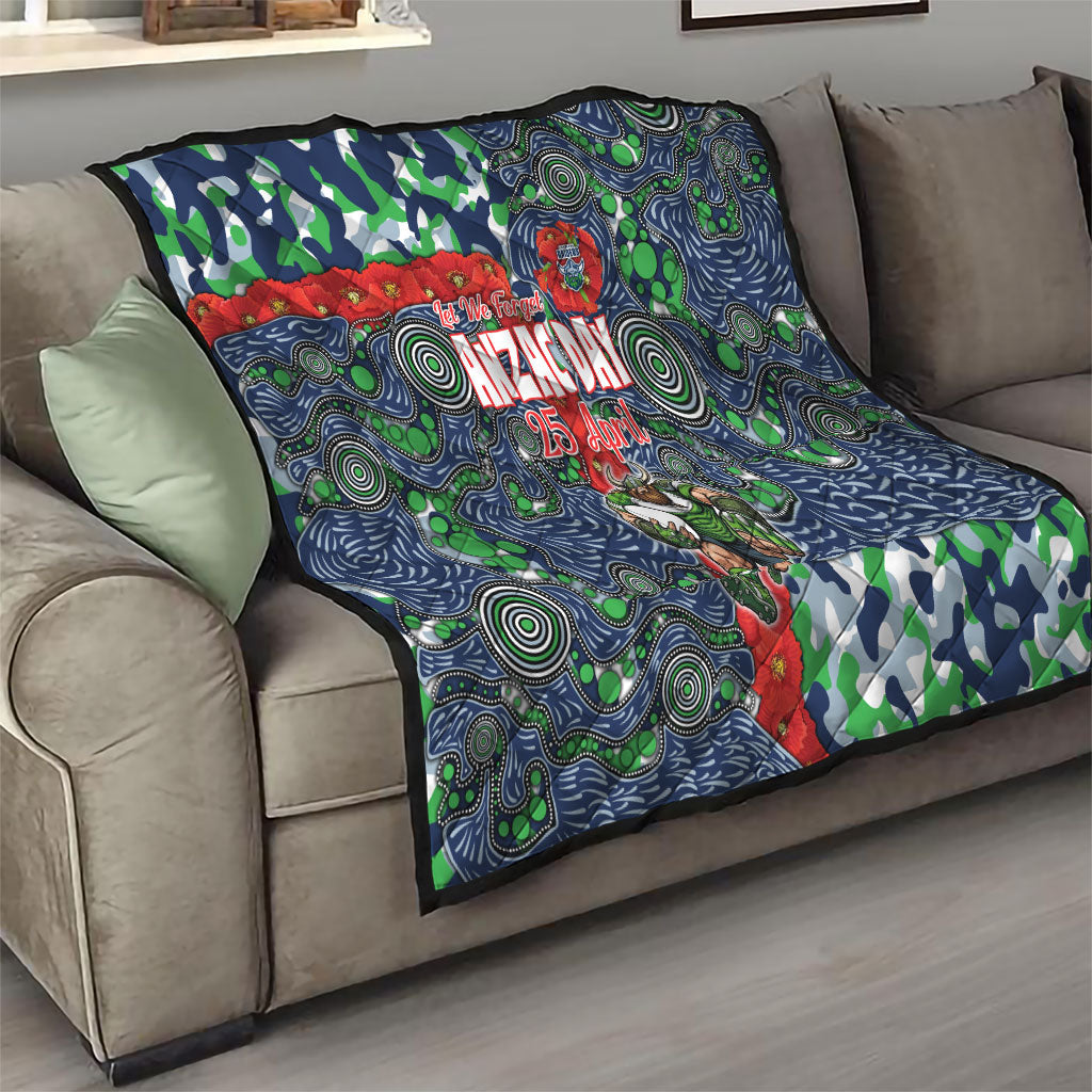 Canberra Raiders ANZAC Quilt Indigenous Wave Pattern Poppy Remembrance Viking Warrior