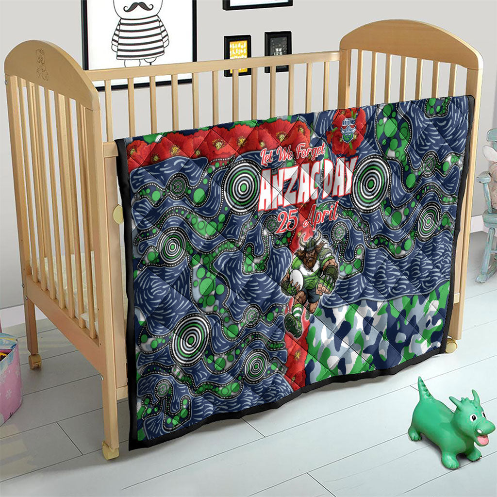 Canberra Raiders ANZAC Quilt Indigenous Wave Pattern Poppy Remembrance Viking Warrior