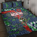 Canberra Raiders ANZAC Quilt Bed Set Indigenous Wave Pattern Poppy Remembrance Viking Warrior