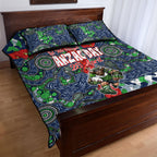 Canberra Raiders ANZAC Quilt Bed Set Indigenous Wave Pattern Poppy Remembrance Viking Warrior