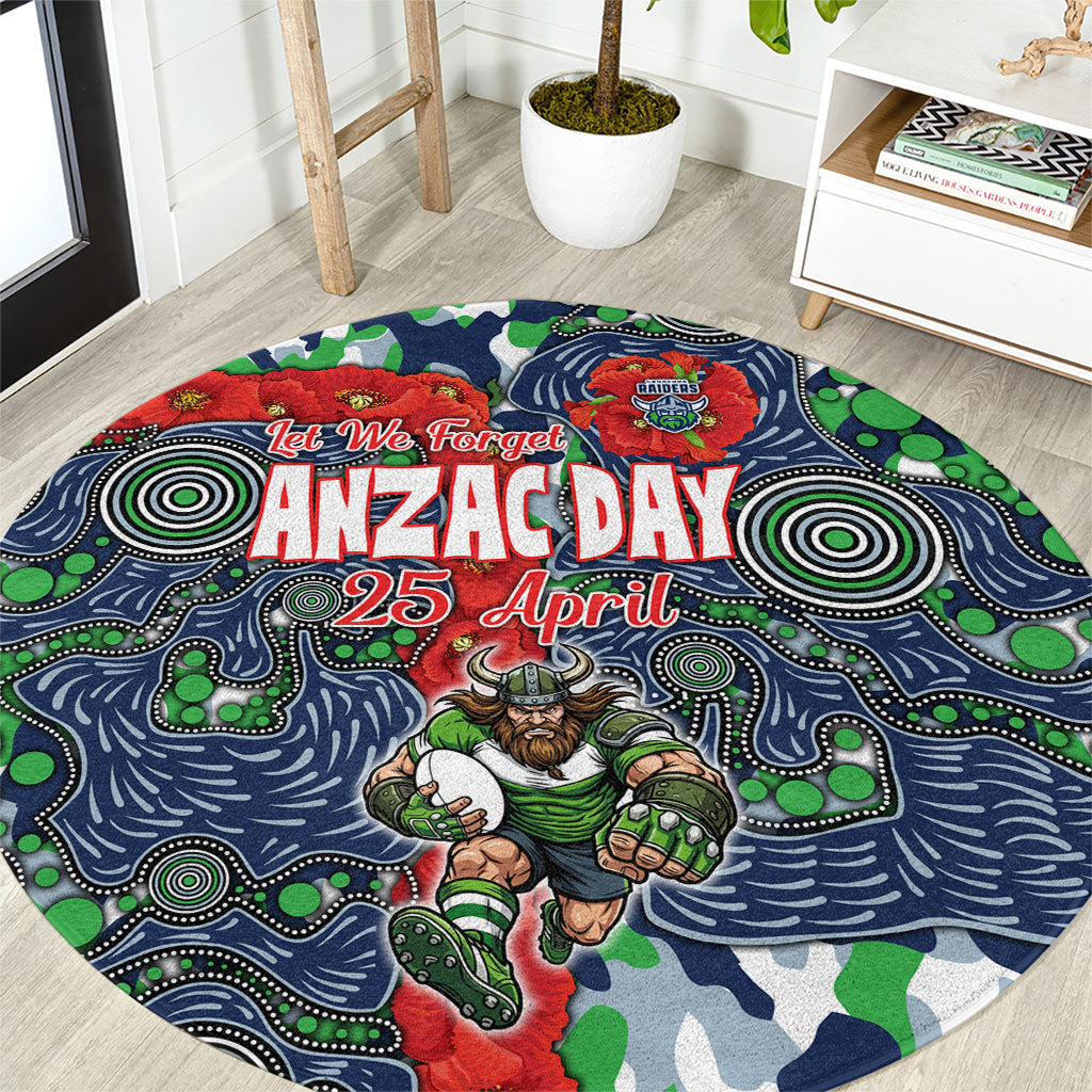 Canberra Raiders ANZAC Round Carpet Indigenous Wave Pattern Poppy Remembrance Viking Warrior