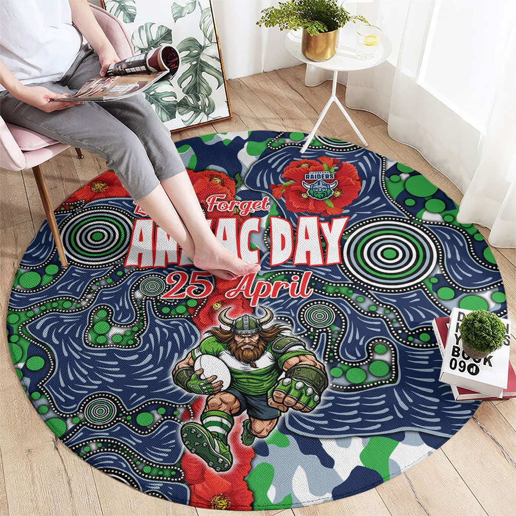 Canberra Raiders ANZAC Round Carpet Indigenous Wave Pattern Poppy Remembrance Viking Warrior