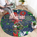 Canberra Raiders ANZAC Round Carpet Indigenous Wave Pattern Poppy Remembrance Viking Warrior