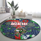 Canberra Raiders ANZAC Round Carpet Indigenous Wave Pattern Poppy Remembrance Viking Warrior