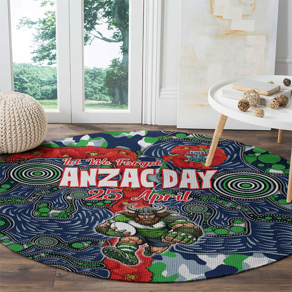 Canberra Raiders ANZAC Round Carpet Indigenous Wave Pattern Poppy Remembrance Viking Warrior