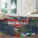Canberra Raiders ANZAC Round Carpet Indigenous Wave Pattern Poppy Remembrance Viking Warrior