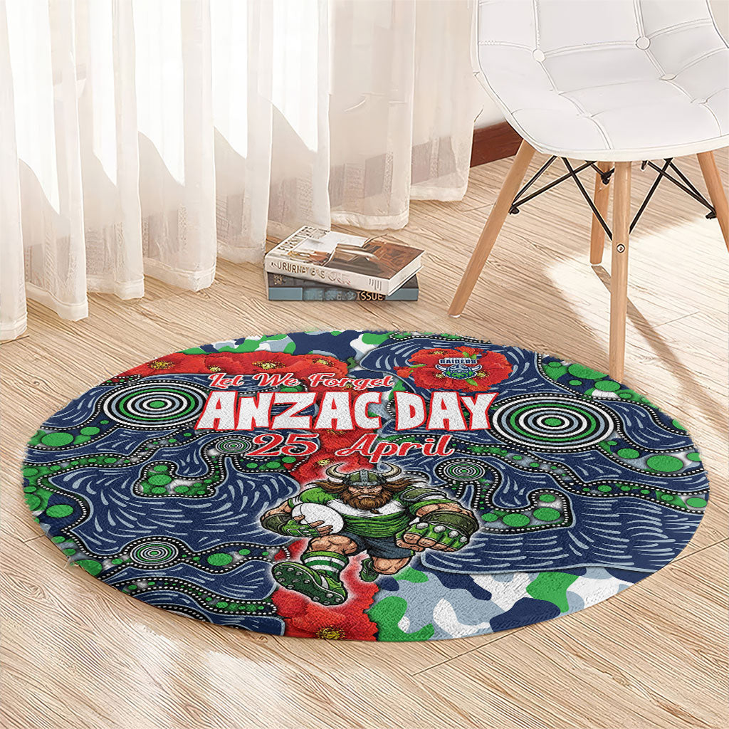 Canberra Raiders ANZAC Round Carpet Indigenous Wave Pattern Poppy Remembrance Viking Warrior