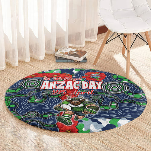 Canberra Raiders ANZAC Round Carpet Indigenous Wave Pattern Poppy Remembrance Viking Warrior