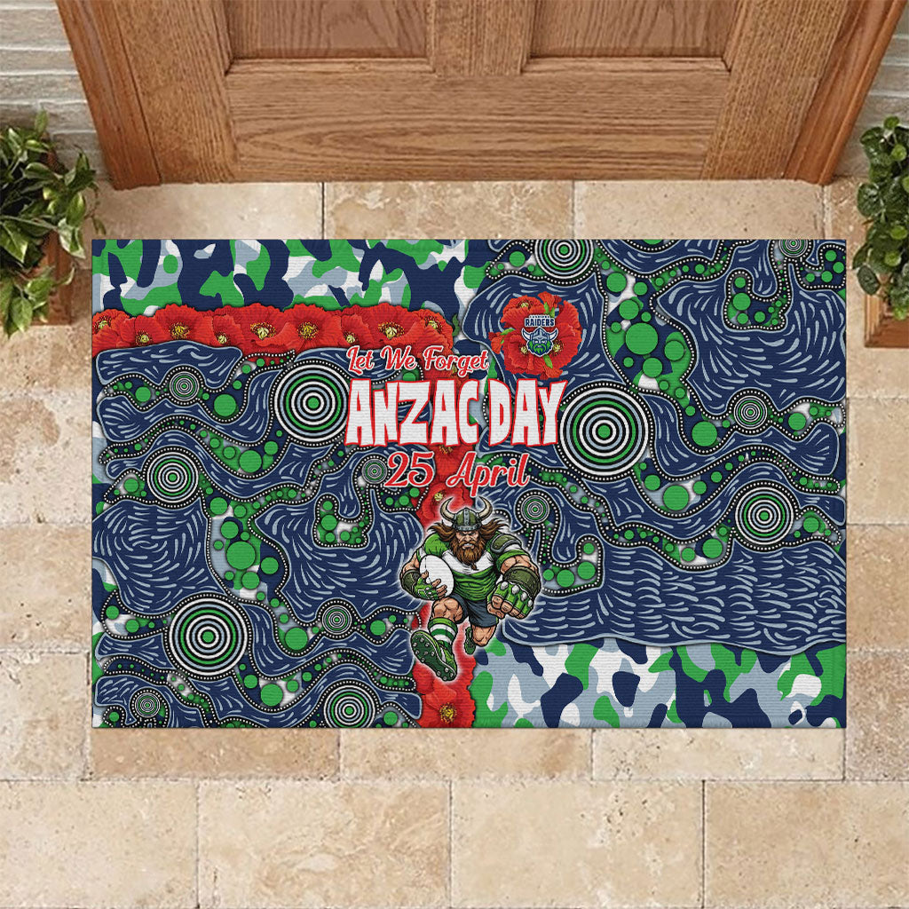 Canberra Raiders ANZAC Rubber Doormat Indigenous Wave Pattern Poppy Remembrance Viking Warrior