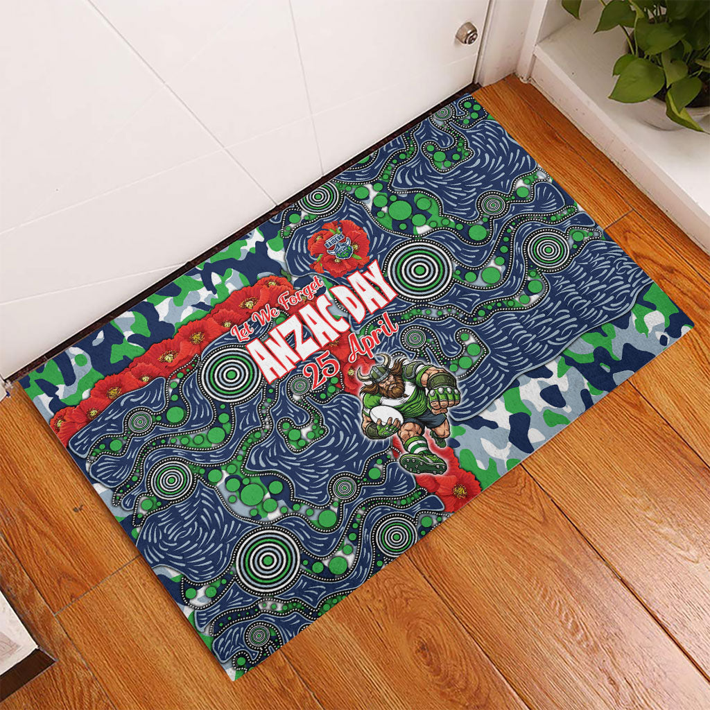 Canberra Raiders ANZAC Rubber Doormat Indigenous Wave Pattern Poppy Remembrance Viking Warrior