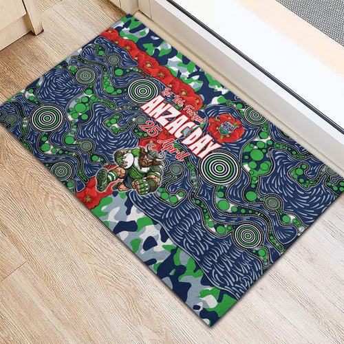 Canberra Raiders ANZAC Rubber Doormat Indigenous Wave Pattern Poppy Remembrance Viking Warrior