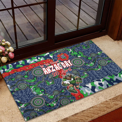 Canberra Raiders ANZAC Rubber Doormat Indigenous Wave Pattern Poppy Remembrance Viking Warrior