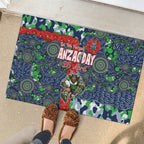 Canberra Raiders ANZAC Rubber Doormat Indigenous Wave Pattern Poppy Remembrance Viking Warrior