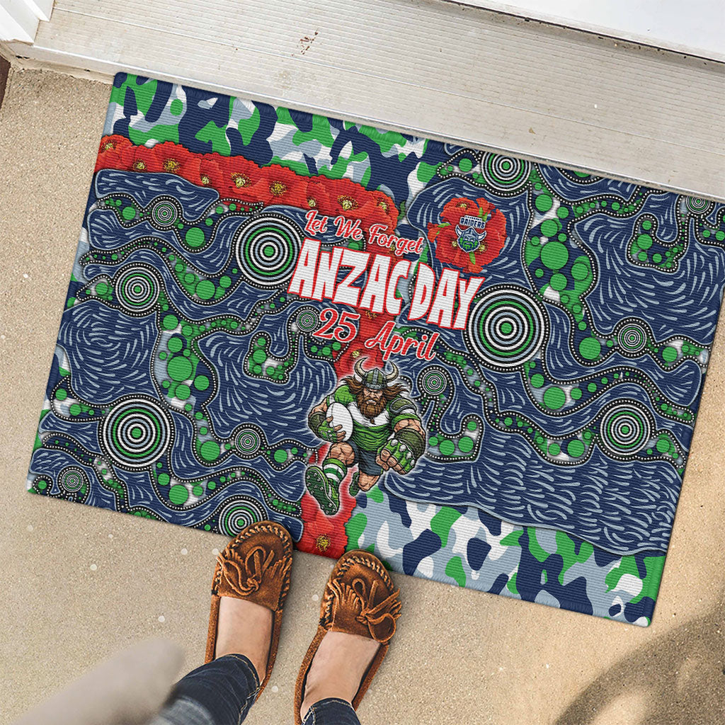Canberra Raiders ANZAC Rubber Doormat Indigenous Wave Pattern Poppy Remembrance Viking Warrior