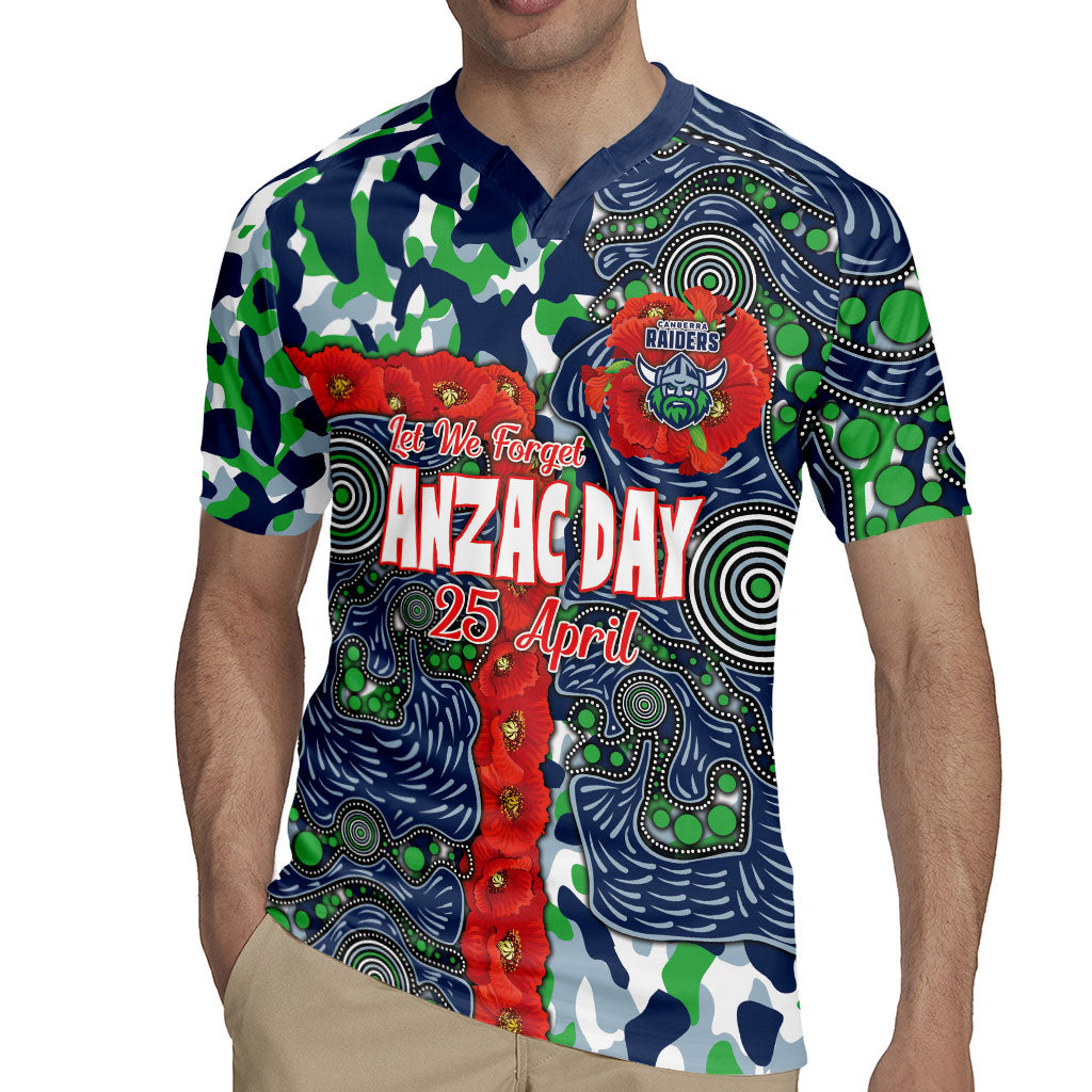 Canberra Raiders ANZAC Rugby Jersey Indigenous Wave Pattern Poppy Remembrance Viking Warrior