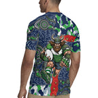 Canberra Raiders ANZAC Rugby Jersey Indigenous Wave Pattern Poppy Remembrance Viking Warrior