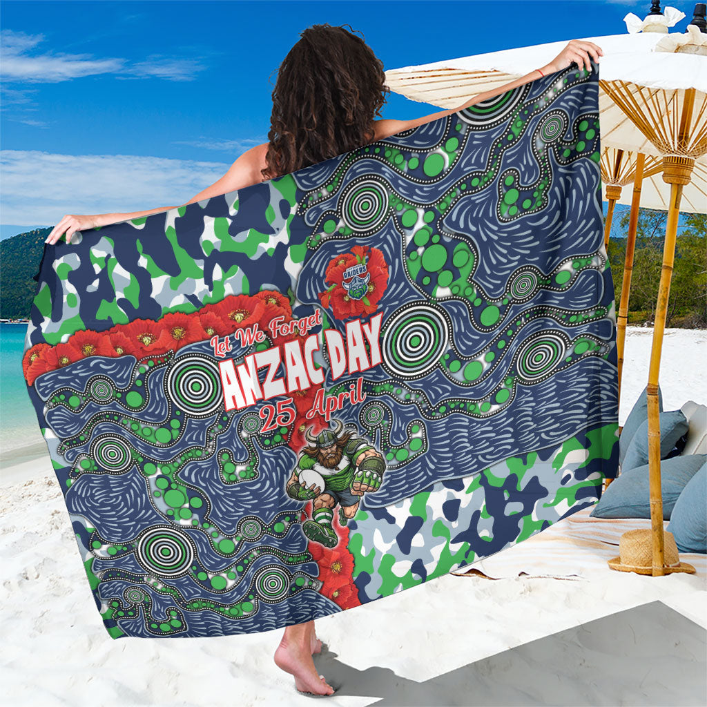 Canberra Raiders ANZAC Sarong Indigenous Wave Pattern Poppy Remembrance Viking Warrior