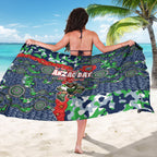 Canberra Raiders ANZAC Sarong Indigenous Wave Pattern Poppy Remembrance Viking Warrior