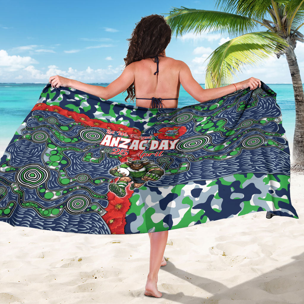 Canberra Raiders ANZAC Sarong Indigenous Wave Pattern Poppy Remembrance Viking Warrior