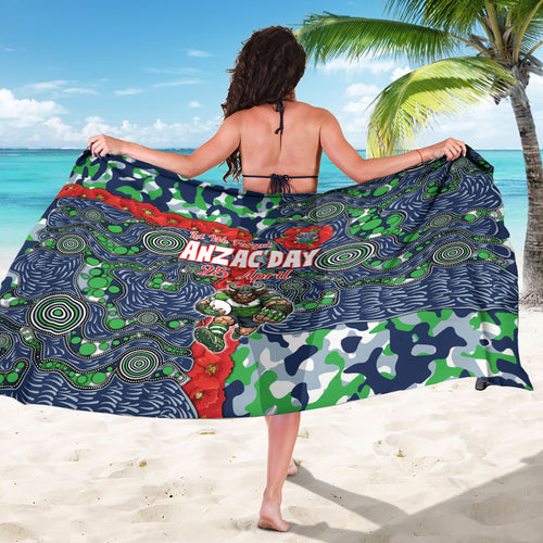 Canberra Raiders ANZAC Sarong Indigenous Wave Pattern Poppy Remembrance Viking Warrior