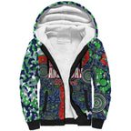Canberra Raiders ANZAC Sherpa Hoodie Indigenous Wave Pattern Poppy Remembrance Viking Warrior
