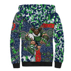 Canberra Raiders ANZAC Sherpa Hoodie Indigenous Wave Pattern Poppy Remembrance Viking Warrior