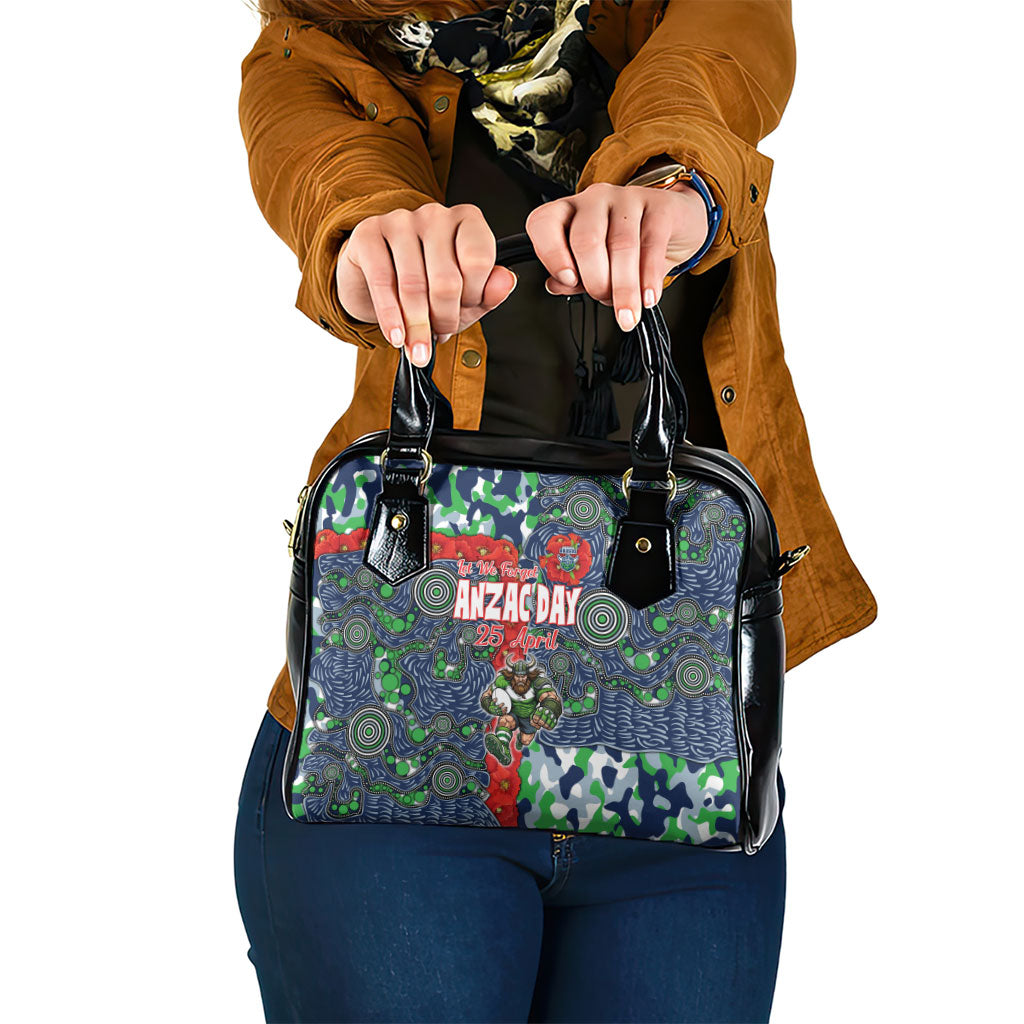 Canberra Raiders ANZAC Shoulder Handbag Indigenous Wave Pattern Poppy Remembrance Viking Warrior