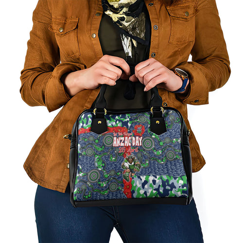 Canberra Raiders ANZAC Shoulder Handbag Indigenous Wave Pattern Poppy Remembrance Viking Warrior
