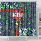 Canberra Raiders ANZAC Shower Curtain Indigenous Wave Pattern Poppy Remembrance Viking Warrior