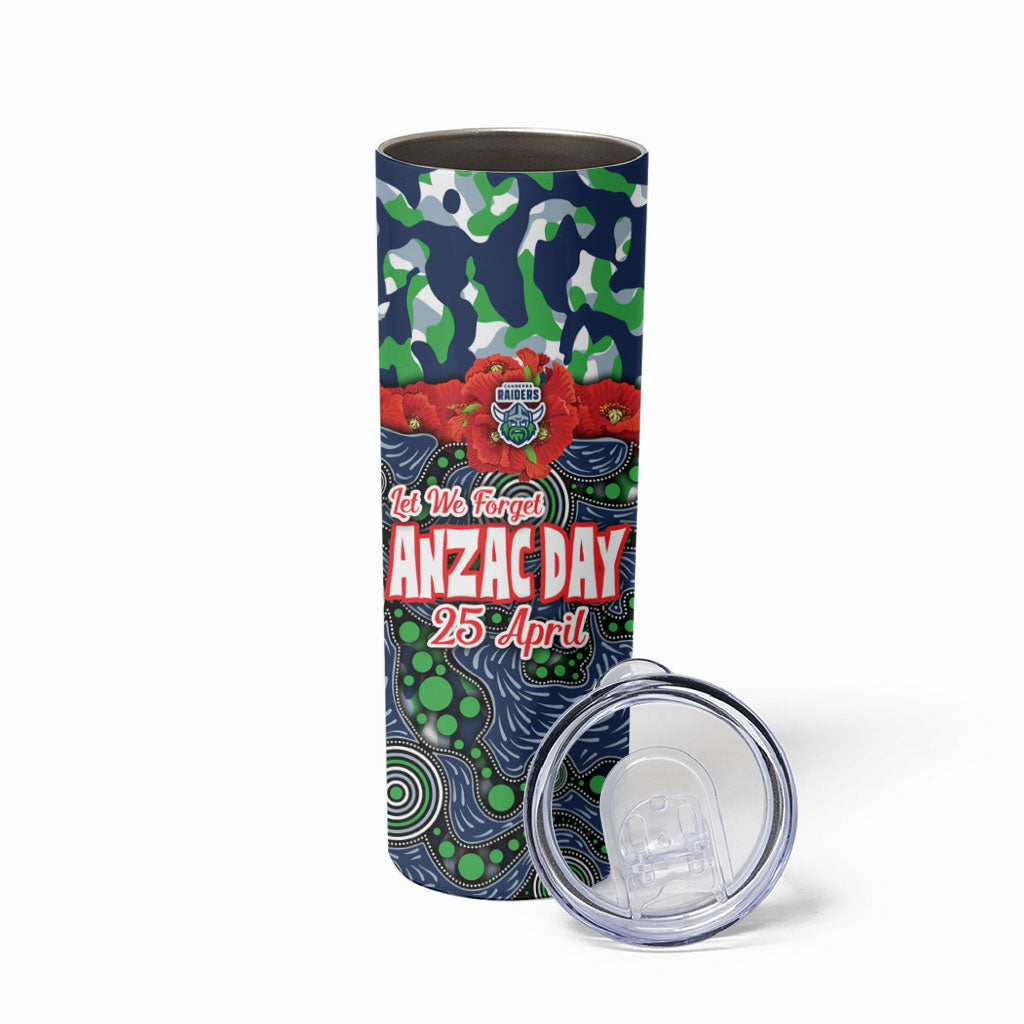 Canberra Raiders ANZAC Skinny Tumbler Indigenous Wave Pattern Poppy Remembrance Viking Warrior