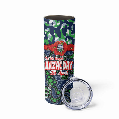Canberra Raiders ANZAC Skinny Tumbler Indigenous Wave Pattern Poppy Remembrance Viking Warrior