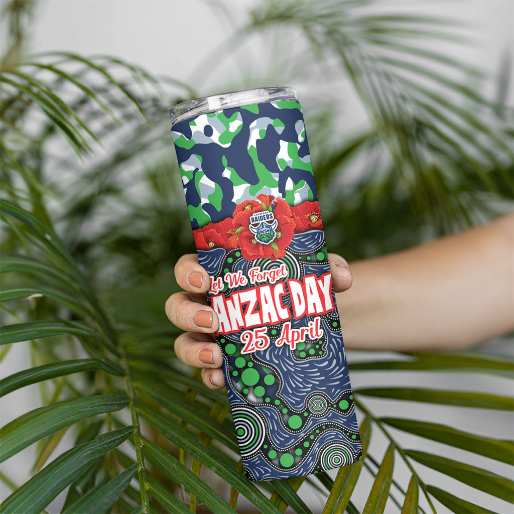 Canberra Raiders ANZAC Skinny Tumbler Indigenous Wave Pattern Poppy Remembrance Viking Warrior