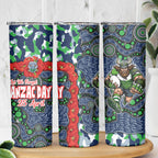 Canberra Raiders ANZAC Skinny Tumbler Indigenous Wave Pattern Poppy Remembrance Viking Warrior