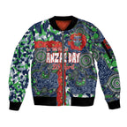 Canberra Raiders ANZAC Sleeve Zip Bomber Jacket Indigenous Wave Pattern Poppy Remembrance Viking Warrior