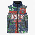 Canberra Raiders ANZAC Sleeveless Puffer Jacket Indigenous Wave Pattern Poppy Remembrance Viking Warrior