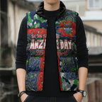 Canberra Raiders ANZAC Sleeveless Puffer Jacket Indigenous Wave Pattern Poppy Remembrance Viking Warrior