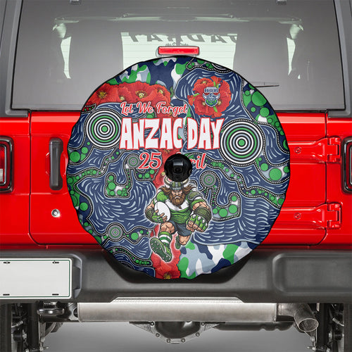Canberra Raiders ANZAC Spare Tire Cover Indigenous Wave Pattern Poppy Remembrance Viking Warrior