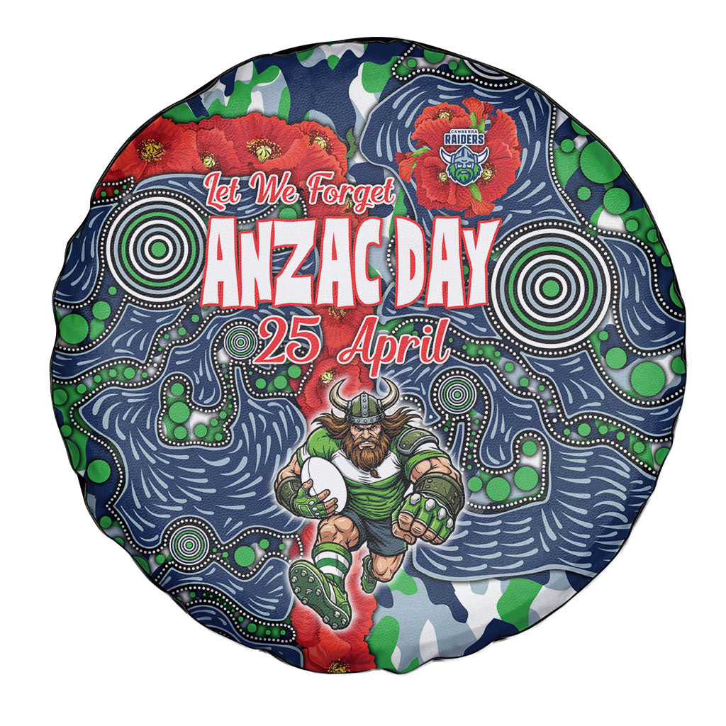 Canberra Raiders ANZAC Spare Tire Cover Indigenous Wave Pattern Poppy Remembrance Viking Warrior