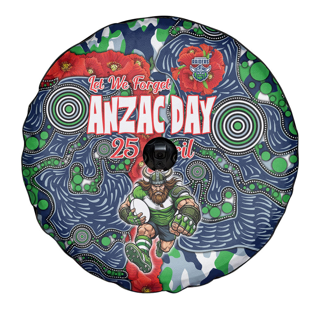 Canberra Raiders ANZAC Spare Tire Cover Indigenous Wave Pattern Poppy Remembrance Viking Warrior