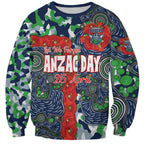 Canberra Raiders ANZAC Sweatshirt Indigenous Wave Pattern Poppy Remembrance Viking Warrior