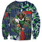 Canberra Raiders ANZAC Sweatshirt Indigenous Wave Pattern Poppy Remembrance Viking Warrior