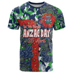 Canberra Raiders ANZAC T Shirt Indigenous Wave Pattern Poppy Remembrance Viking Warrior