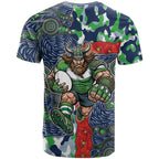 Canberra Raiders ANZAC T Shirt Indigenous Wave Pattern Poppy Remembrance Viking Warrior