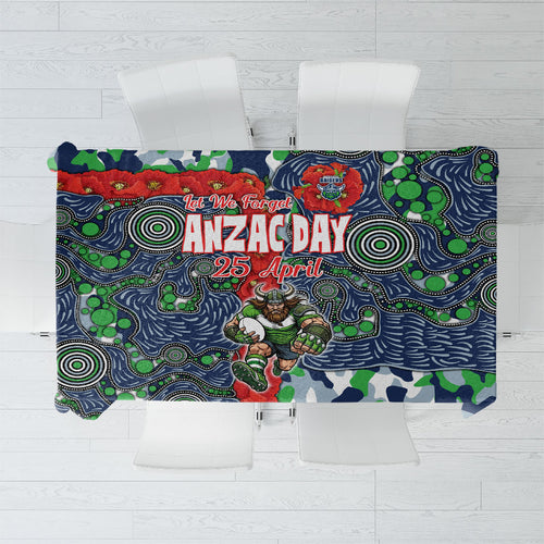Canberra Raiders ANZAC Tablecloth Indigenous Wave Pattern Poppy Remembrance Viking Warrior
